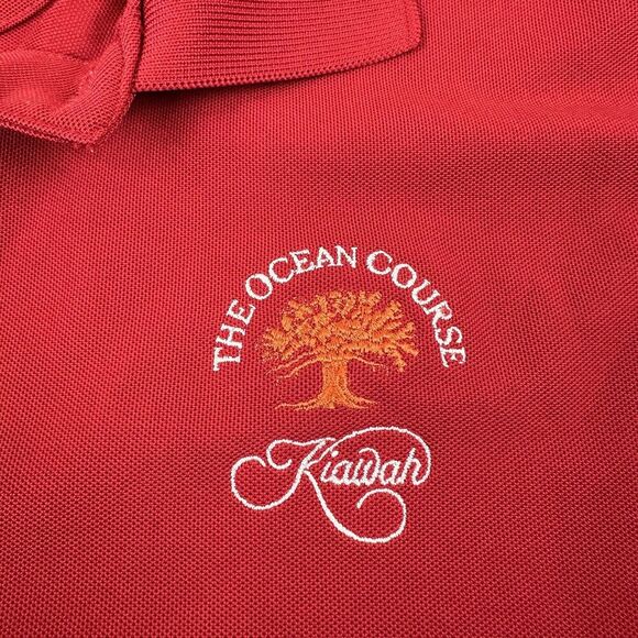 Greg Norman PlayDry OCEAN COURSE KIAWAH ISLAND Red Polo Shirt S/S Sz L Poly - Picture 5 of 10
